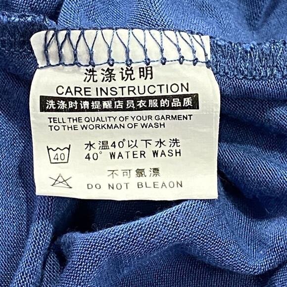 Blue Tunic Shirt Top with Asymmetrical Ruffled Eyelet Hem 3/4 Sleeves Size Large - Picture 11 of 12